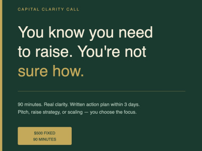 90-Min Capital Clarity Session + Written Action Plan | $500