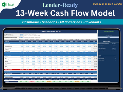 13-Week Cash Flow Forecast | Ex-Big4| Lender-Ready | Excel Model |