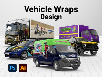 Clean vehicle wrap design with strong readability from distance