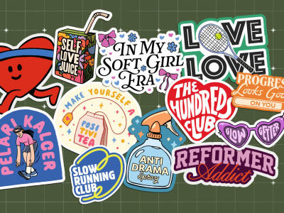 Custom stickers in vintage, sporty, cute cartoon style