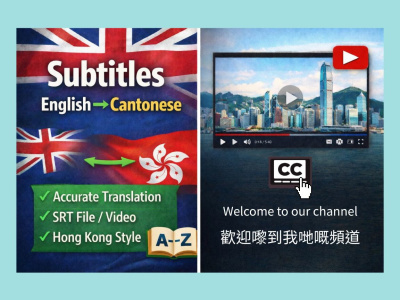 Subtitles translated between English and Cantonese (SRT or video)