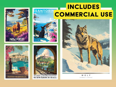 I will create a professional travel poster design in a vintage style