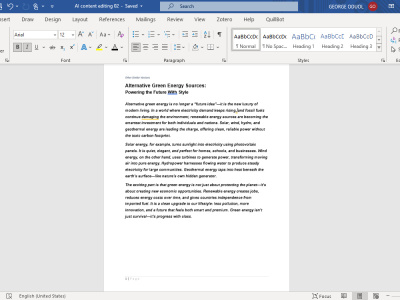 Product description, AI content editing and proofreading, written blog post