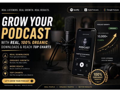 Grow Your Podcast with Real, 100% Organic Downloads & Reach Top Charts