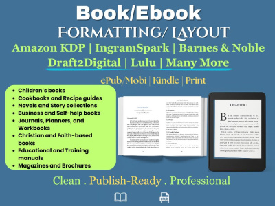 Expert Book & eBook Formatting for Amazon KDP, IngramSpark & More