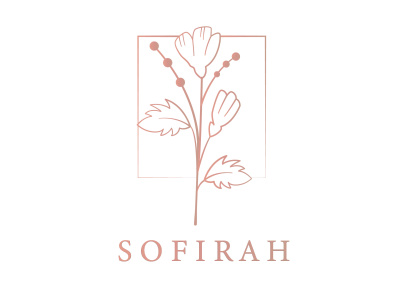 Feminine logo, hand drawn floral logo, watercolor logo, logotype, freestyle