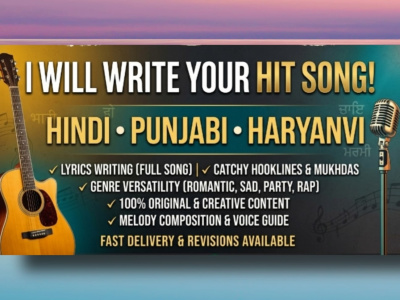 Professional Hindi, Haryanvi, and Punjabi song lyrics