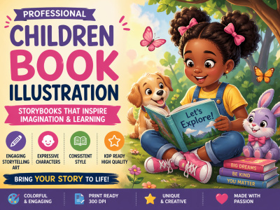 Professional children book illustration with engaging characters