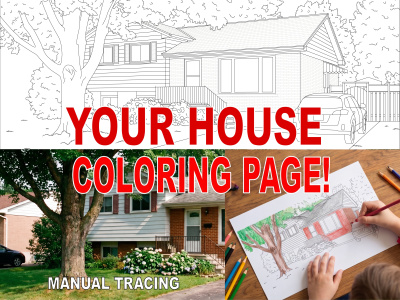 Your House Photo into a Hand-Drawn Coloring Page (Printable Gift)
