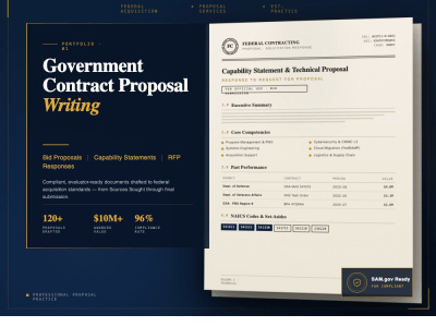 Winning bid proposal for government contract, rfp response, rfq, tender