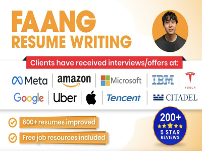 Professional tech resume rewrite by FAANG software engineer