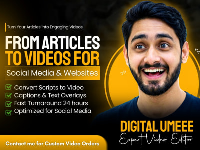 Article to video content for youtube websites and social media