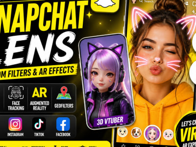 I will create custom Snapchat lens Snapchat filter AR filter Lens Studio