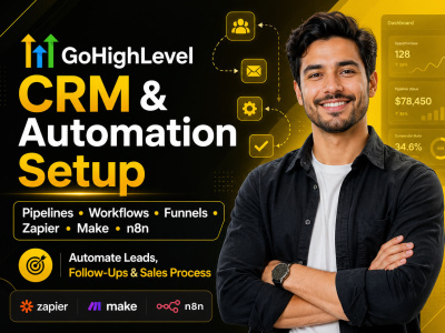 GoHighLevel CRM, pipelines, workflows, funnels and automation setup