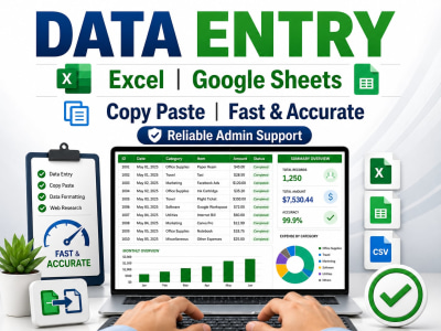 Accurate Data Entry, Web Research, and Excel Spreadsheet management