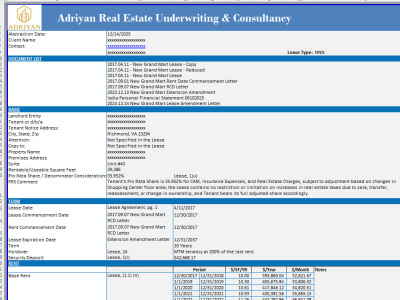 Accurate commercial lease abstraction and rent roll analysis