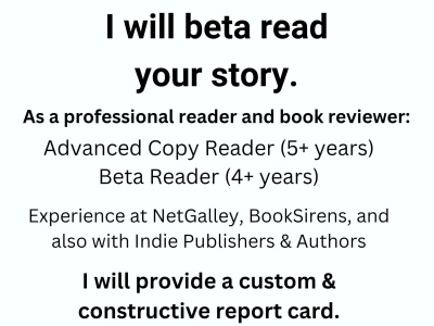 Beta Reading Services from an experienced beta and ARC reader of 4 years
