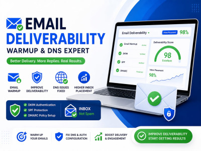 Email warmup to improve deliverability, DNS issues fixed - DKIM, SPF, DMARC