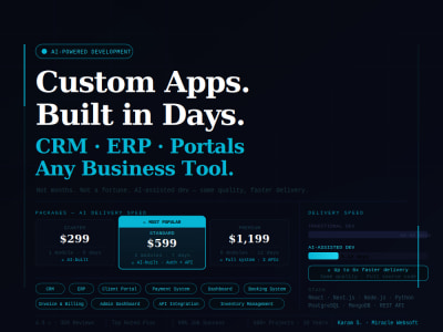 A custom web application built fast using AI - CRM, ERP, any business tool