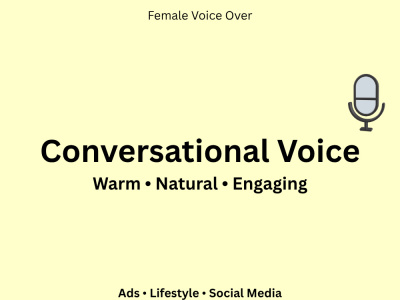 A clear and engaging female voice over for your content