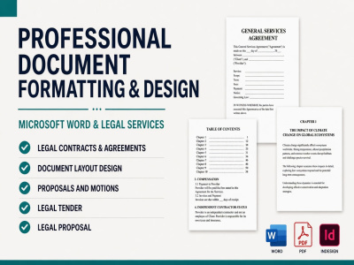 Designed Microsoft Word document, format legal contract agreement proposal