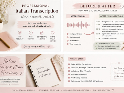 Professional Italian Transcription with High Accuracy and Fast Delivery