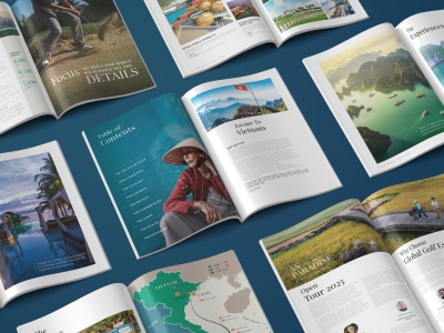 A premium travel itinerary or tourism brochure design