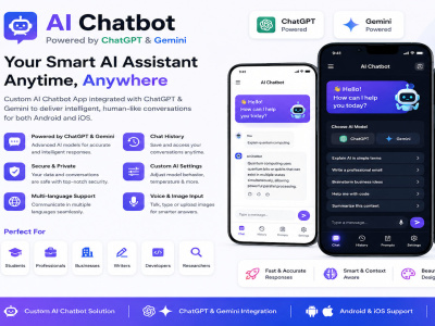 Custom AI Chatbot App with ChatGPT & Gemini for Android and iOS