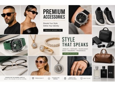 Photorealistic brand-model photos with jewelry, glasses & accessories.
