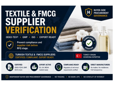 Turkish textile and FMCG supplier verification with certification screening