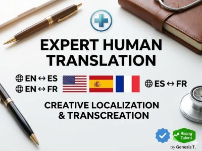 Professional Human Translation: English, Spanish, and French.