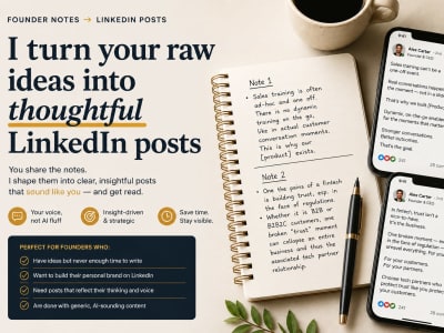 Thoughtful LinkedIn posts from your founder notes