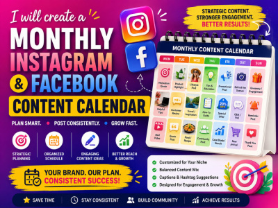 A monthly Instagram and Facebook content calendar