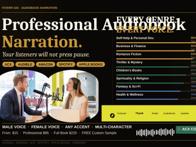 Produce real voice and Narrate your audiobook publish on ACX Audible Amazon