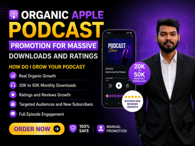 Organic Apple podcast Promotion for huge Downloads and Ratings