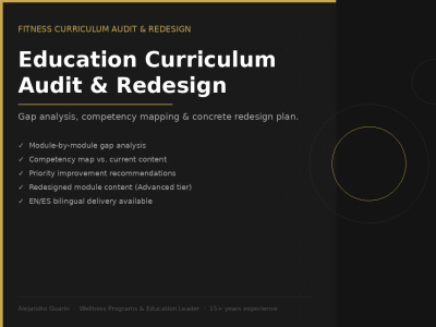 Fitness Education Curriculum Audit & Redesign Plan