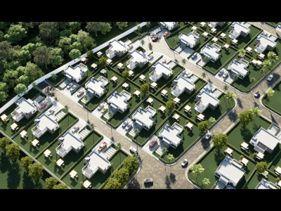 3d landscape rezoning,urban development,villa townhouses,corona rendering