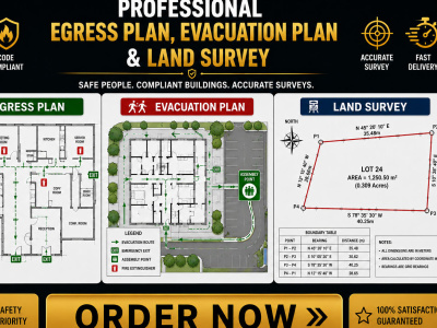 Get Professional Egress Plan, Evacuation Plan & Land Survey Drawings