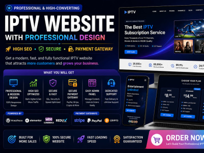 Iptv website with professional design high SEO and secure payment gateway