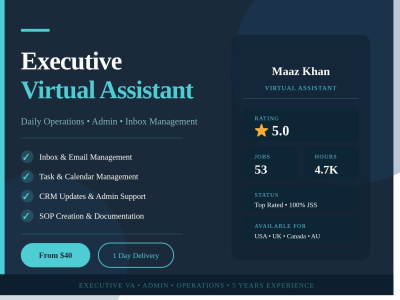 Proactive Executive VA for Daily Operations & Admin Management