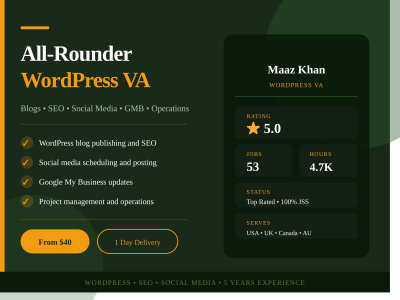 An All-Rounder WordPress VA for Blogs, SEO, Social Media & Operations