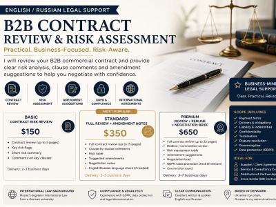An B2B Contract Review & Risk Assessment English/Russian&Ukrainian