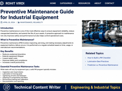 Technical Content Writer | Engineering, Maintenance & Industrial B2B