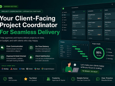 I will be your client-facing project coordinator for your agency