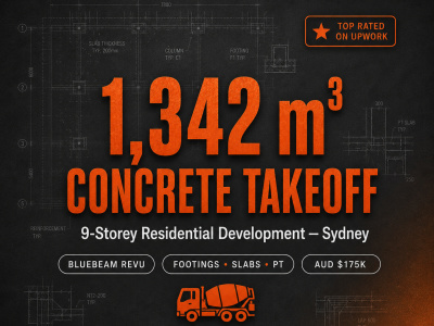 I will deliver detailed Concrete Takeoff & BOQ with Bluebeam markup PDF