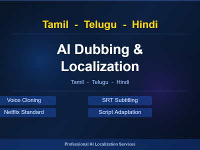 Professional Tamil, Telugu & Hindi SRT subtitles and AI dubbing