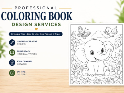 Coloring Book Page illustrations Bold Line Art for Kids & Adults