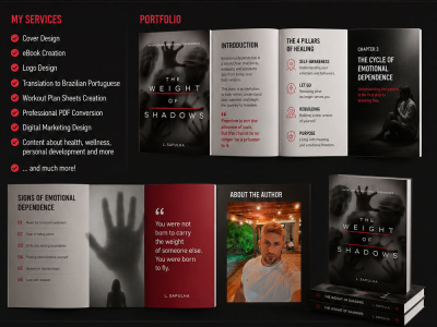 Create ebook designs. /Criação de Ebooks desde capas até ebooks completos.