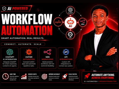 Ai powered workflow automation with chatgpt, zapier, api and N8n