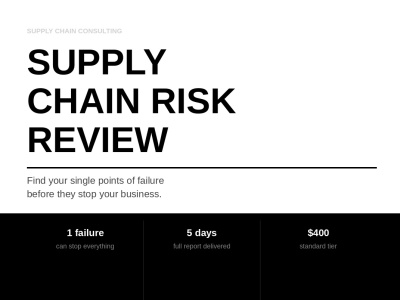Supply Chain Risk Review — Single Points of Failure Audit